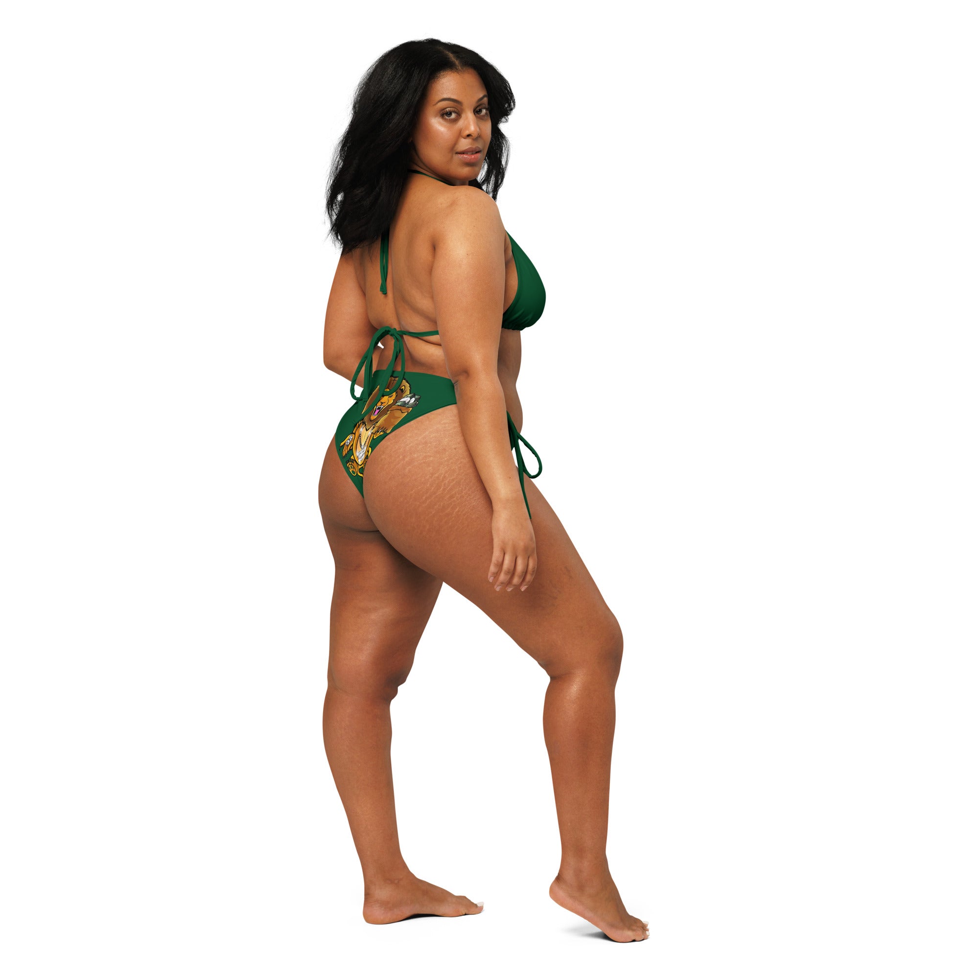 Same Goals Different Struggles Women’s Forest Green string bikini