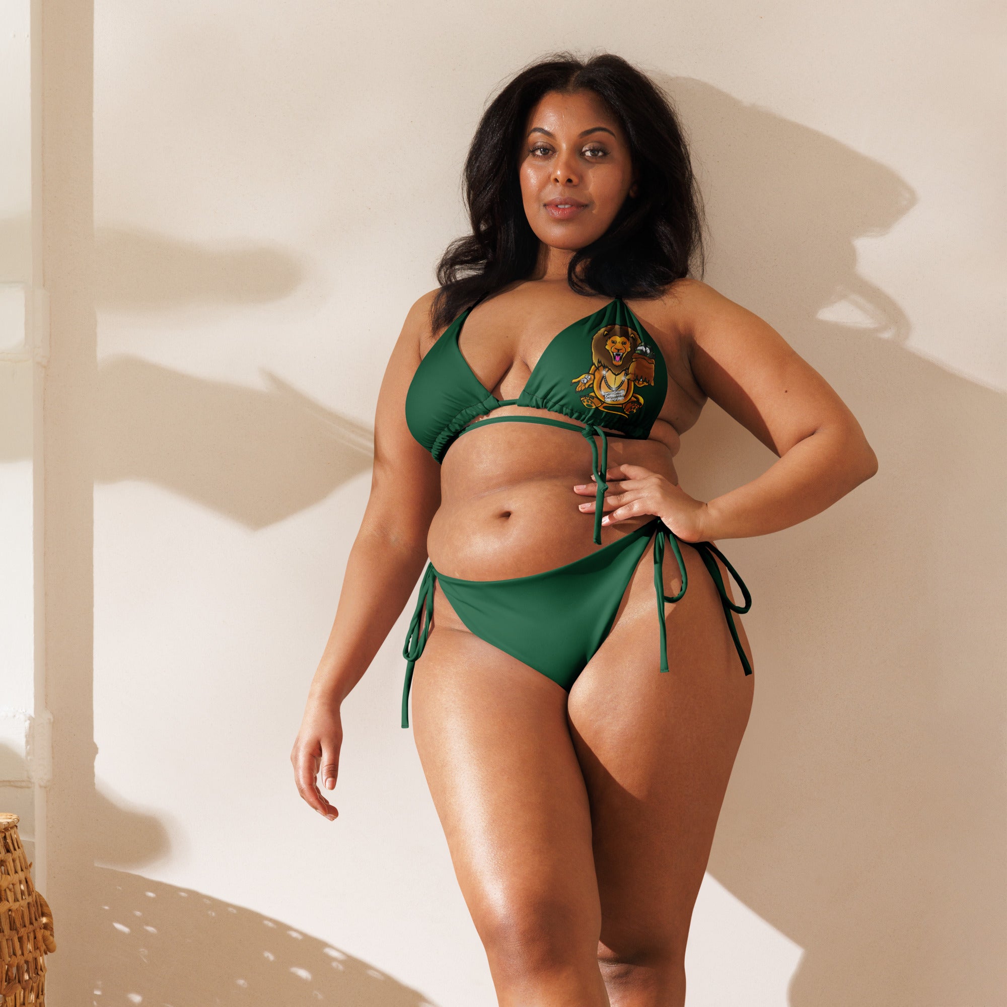 Same Goals Different Struggles Women’s Forest Green string bikini