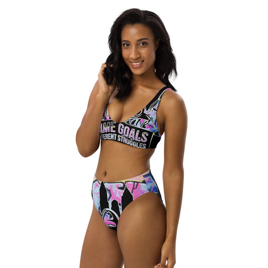 Same Goals Different Struggles Women’s Recycled high-waisted bikini