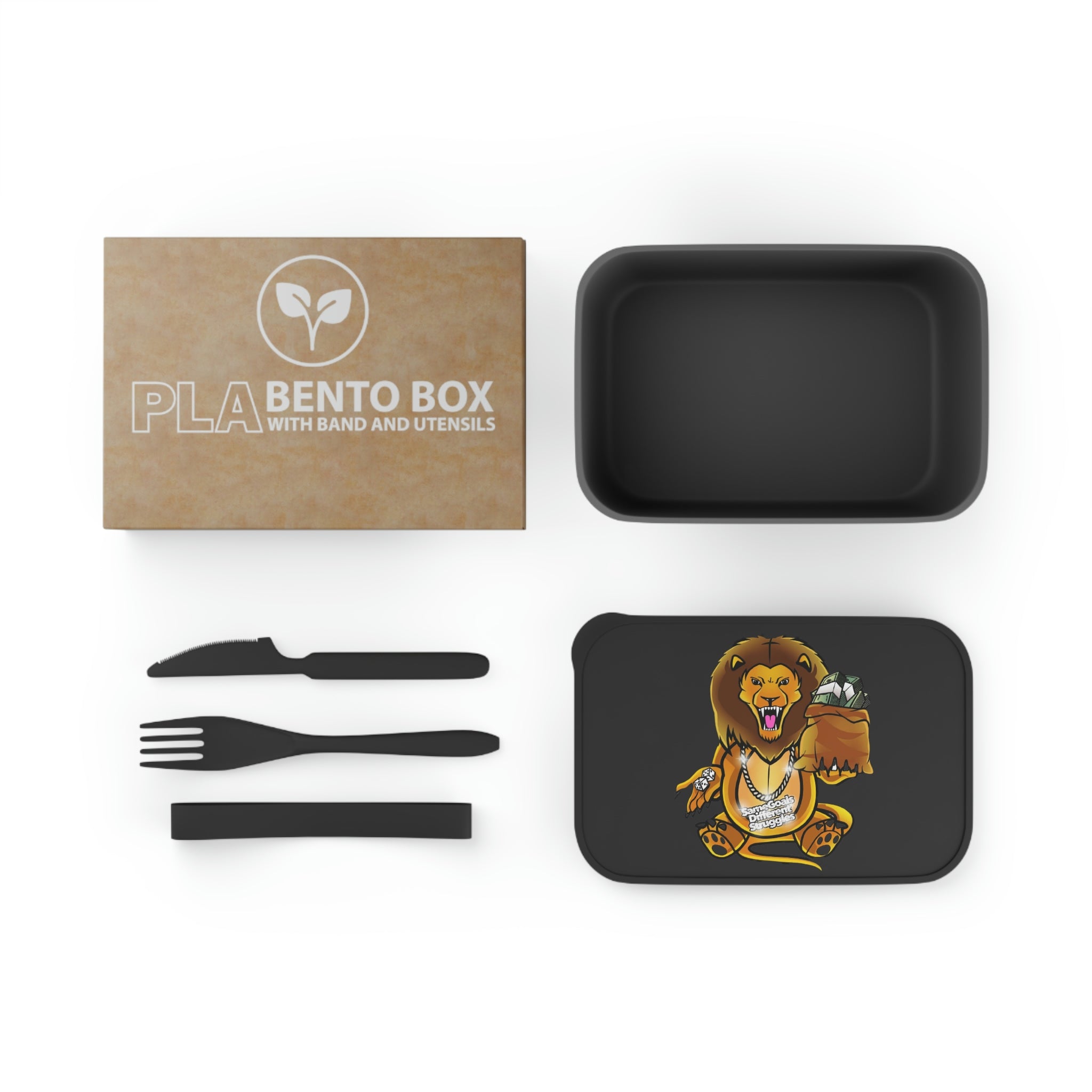 Same Goals Different Struggles PLA Bento Box with Band and Utensils